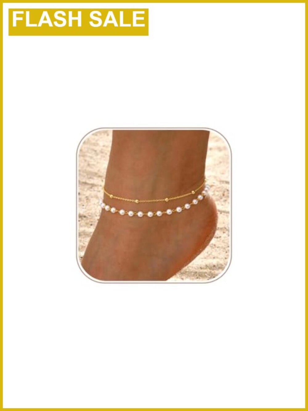 14K Gold Plated Anklet Set Waterproof Adjustable Beach Jewelry